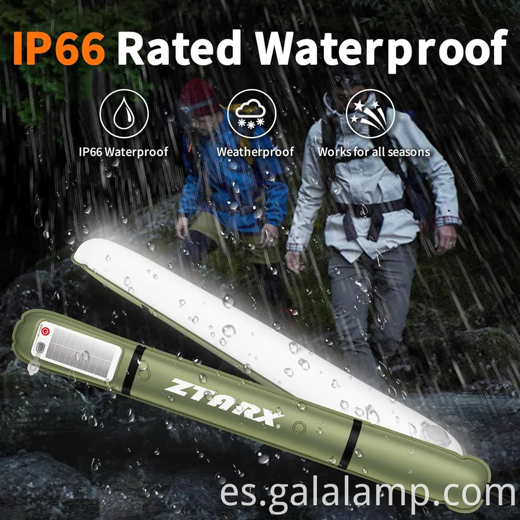 Linterna de campamento solar inflable, recargable USB, 4 modos de iluminación, IP66 impermeable, luz portátil y ligera de carpa